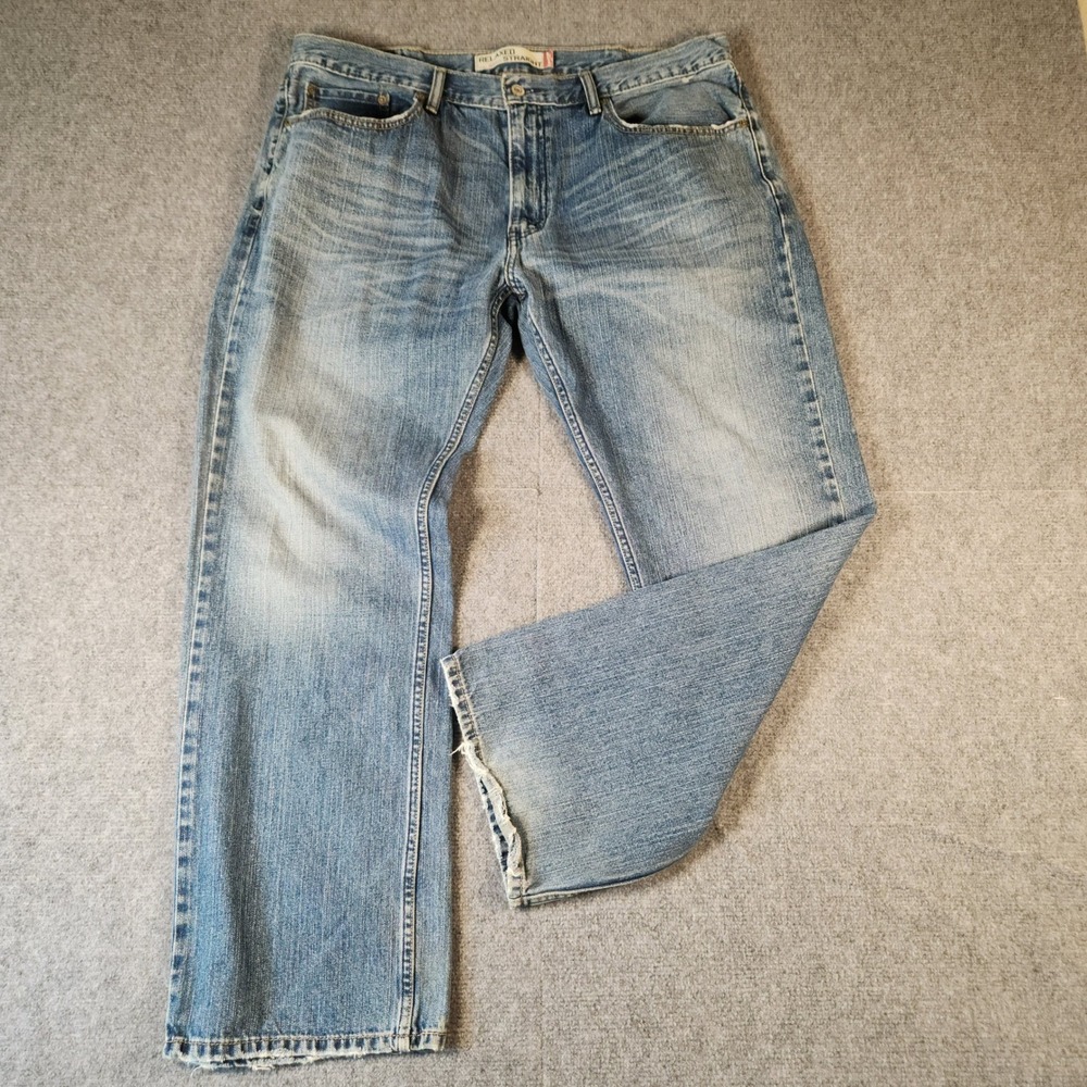 Levi's Jeans Mens 38x30 559 Relaxed Straight Blue Denim Frayed Hem EUC